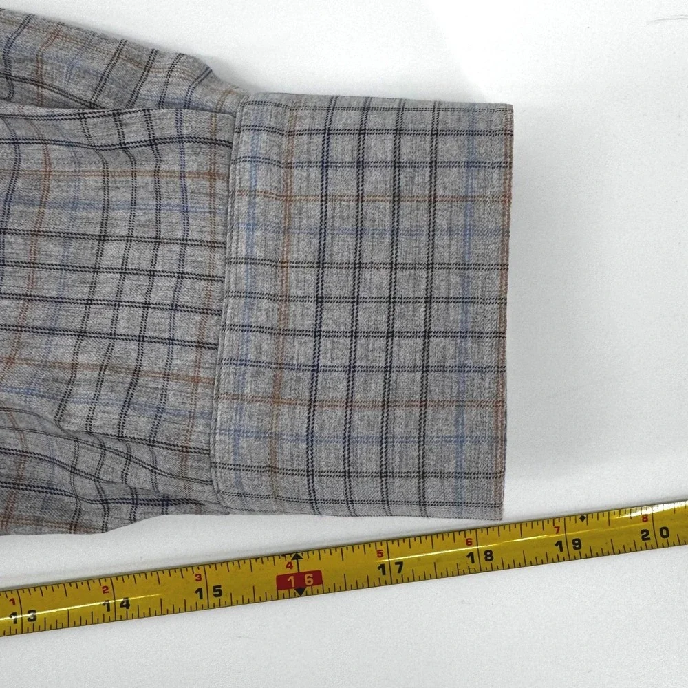 Peter Millar‎ Mens XL Performance Grey Plaid Button Down Long Sleeve Shirt